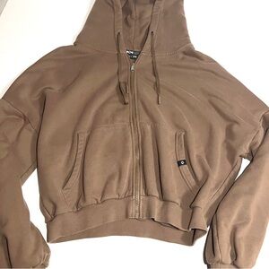 POPFLEX ZIP CLOUD HOODIE size S/M Chestnut brown oversized small medium